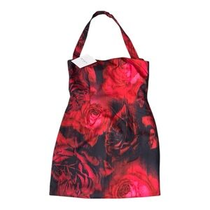 Elegant Red Floral Mini Dress